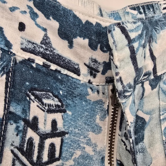 Cynthia Rowley‎ Amalfi Coast Print Linen Blend Shorts High Waist Casual Medium - Picture 3 of 10